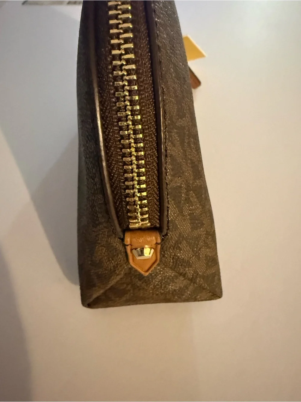 Michael Kors Brown MK Signature Cosmetic Pouch